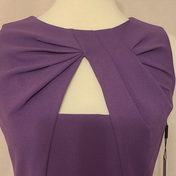Calvin Klein Purple Gathered Cut-out Front Sleeveless Sheath Dress - Picture 6 of 10